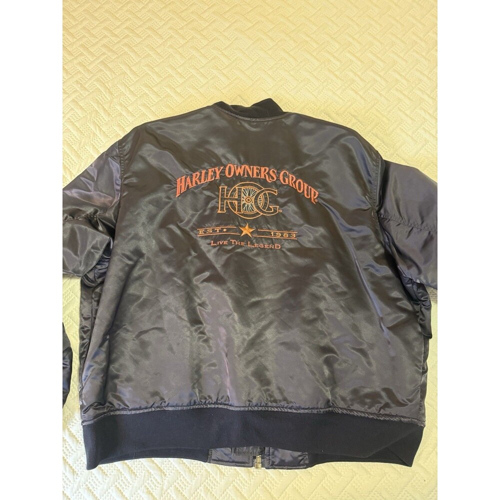 Vintage Harley Davidson Harley Owners Group HOG Satin 2XL Bomber Jacket USA